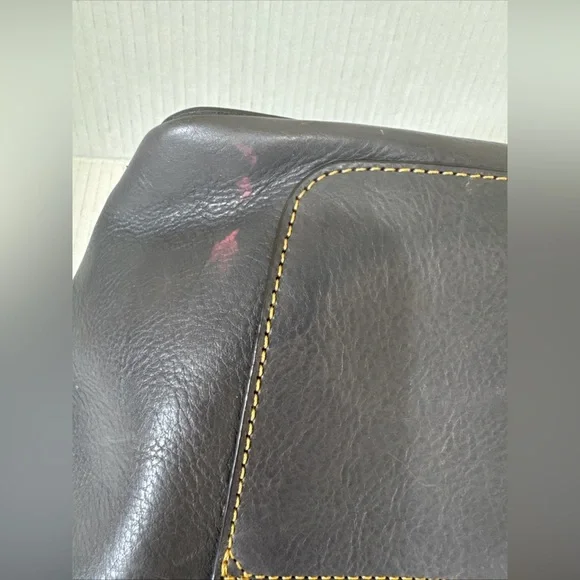 DOONEY BOURKE Florentine Leather Double Strap Shoulder Bag Gray W” Red Interior - Picture 11 of 13